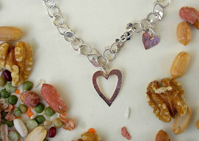 Herz Anhänger Rosegold Mit Silber Kette von HedvaElanyJewelry