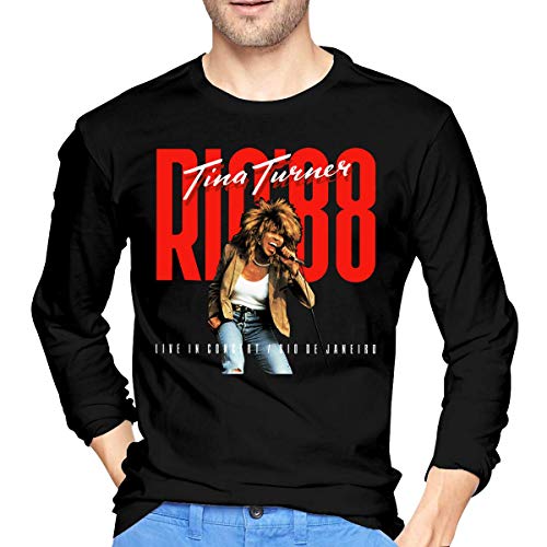 Tina Turner Solid Gold Live in Konzert Tour Männer Mode Neuheit Grafiken Rundhalsausschnitt Langarm Baumwolle T-Shirt T-Shirts Oberteile Schwarz von Heekie