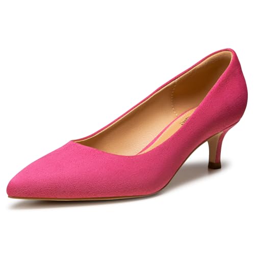 Heel The World Damen-Pumps, Schwarz, Nude, Weiß, Gold, Braun, Kitten-Heels für Damen, 5,1 cm, Fuchsia, 38 EU Heel The World Damen-Pumps, Schwarz, Nude, Weiß, Gold, Braun, Kitten-Heels für Damen, 5,1 cm, Fuchsia, 38 EU von Heel The World