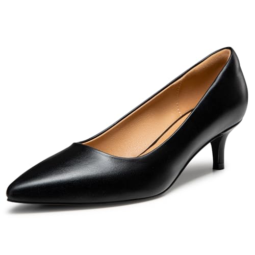 Heel The World Damen-Pumps mit Kätzchen-Absätzen – Komfort-Spitze Zehenkleid Schuhe, Schwarz, 40.5 EU von Heel The World