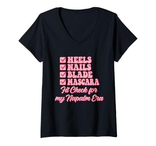 Damen Heels Nails Blade Mascara Fit Check für My Napalm Era T-Shirt mit V-Ausschnitt Damen Heels Nails Blade Mascara Fit Check für My Napalm Era T-Shirt mit V-Ausschnitt von Heels Nails Blade Mascara Fit My Napalm Era