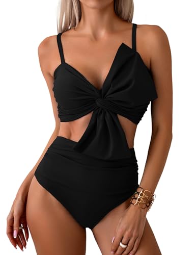 Heersan Damen Bikini Sets Hoher Taille Zweiteiliger Badeanzug V Ausschnitt Blumenmuster Bauchkontrolle Bademode Blumenmuste Swimsuit von Heersan