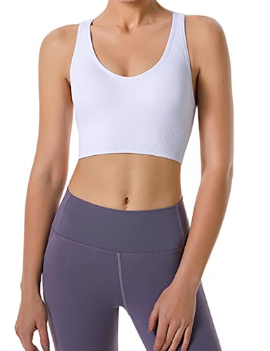 Sport BH Damen Push up, Sports Bra mit Gepolstert Nahtlose Ohne Bügel Damen Tank Top mit Breiten Trägern und Mittlerer Belastbarkeit Sport Bra Top für Fitness Lauf Joggen Yoga von Heersan