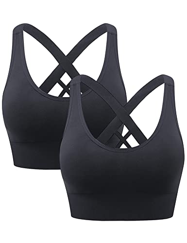 Sport BH Damen Push up, Sports Bra mit Gepolstert Nahtlose Ohne Bügel Damen Tank Top mit Breiten Trägern und Mittlerer Belastbarkeit Sport Bra Top für Fitness Lauf Joggen Yoga von Heersan