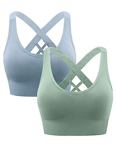 Heersan Damen Sport BH Yoga Bra mit Gepolstert Bustier Damen Tank Top BH Ohne Bügel für Sportarten mit Mittlerer Belastbarkeit Rücken Verkreuzt Sport-BHS Top für Fitness Lauf Joggen Yoga von Heersan