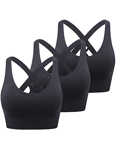 Heersan Damen Sport BH Yoga Bra mit Gepolstert Bustier Damen Tank Top BH Ohne Bügel für Sportarten mit Mittlerer Belastbarkeit Rücken Verkreuzt Sport-BHS Top für Fitness Lauf Joggen Yoga von Heersan