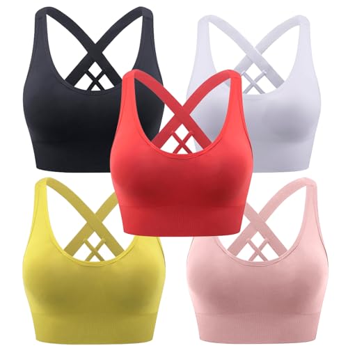 Heersan Sport BH Damen, Push up Sport Bra Ohne Bügel Crossback Seamless Starker Halt Sports Bra mit Abnehmbaren Gepolstert für Fitness Lauf Joggen Yoga von Heersan