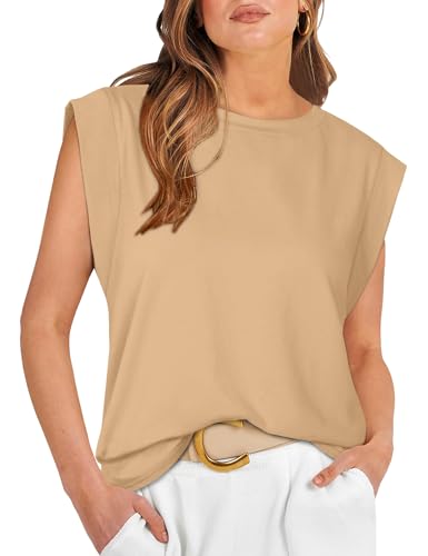 Heersan Tank Top Damen Sommer Ärmellose Oberteile mit Rundhals Leicht Lässiges Blusentop Basic Tops T Shirt von Heersan