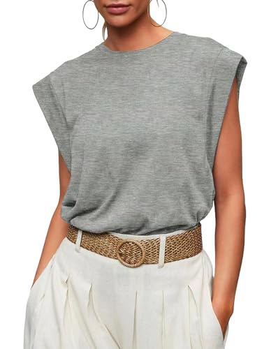 Heersan Tank Top Damen Sommer Ärmellose Oberteile mit Rundhals Leicht Lässiges Blusentop Basic Tops T Shirt von Heersan