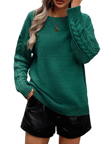 Pullover Damen Casual Strickpullover Winter Rundhals Lose Pulli Warm Outwear Pullover Oberteile Herbst Winter Einfarbig Tops von Heersan