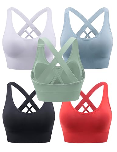 Sport BH Damen Push up, Sports Bra mit Gepolstert Nahtlose Ohne Bügel Damen Tank Top mit Breiten Trägern und Mittlerer Belastbarkeit Sport Bra Top für Fitness Lauf Joggen Yoga von Heersan