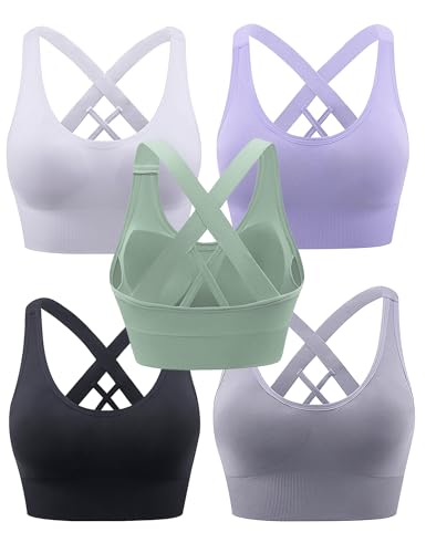 Sport BH Damen Push up, Sports Bra mit Gepolstert Nahtlose Ohne Bügel Damen Tank Top mit Breiten Trägern und Mittlerer Belastbarkeit Sport Bra Top für Fitness Lauf Joggen Yoga von Heersan