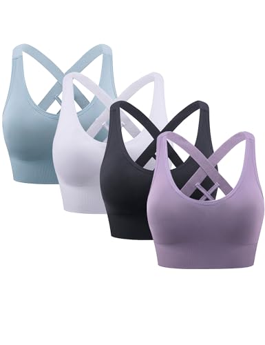 Sport BH Damen Push up, Sports Bra mit Gepolstert Nahtlose Ohne Bügel Damen Tank Top mit Breiten Trägern und Mittlerer Belastbarkeit Sport Bra Top für Fitness Lauf Joggen Yoga von Heersan