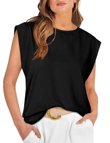 Heersan Tank Top Damen Sommer Ärmellose Oberteile mit Rundhals Leicht Lässiges Blusentop Basic Tops T Shirt von Heersan