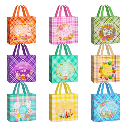 9 x Oster-Geschenktüten, wiederverwendbare Ostereiersuch-Taschen mit Griffen für Kinder, Vlies-Ostertüten für Osterkörbe, Eiersuche, Osterparty, 21,6 x 20 x 14 cm 9 x Oster-Geschenktüten, wiederverwendbare Ostereiersuch-Taschen mit Griffen für Kinder, Vlies-Ostertüten für Osterkörbe, Eiersuche, Osterparty, 21,6 x 20 x 14 cm von Heetobcos