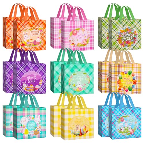 Oster-Geschenktüten, wiederverwendbare Ostereiersuch-Taschen mit Griffen für Kinder, Vlies-Ostertüten für Osterkörbe, Eiersuche, Osterparty, 21,6 x 20 x 14 cm, 18 Stück Oster-Geschenktüten, wiederverwendbare Ostereiersuch-Taschen mit Griffen für Kinder, Vlies-Ostertüten für Osterkörbe, Eiersuche, Osterparty, 21,6 x 20 x 14 cm, 18 Stück von Heetobcos
