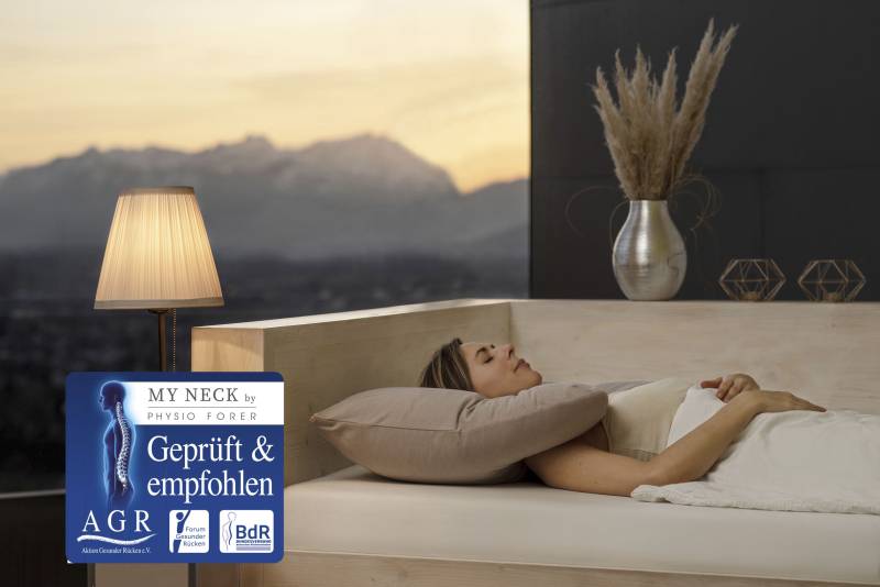 Hefel Nackenstützkissen "My Neck, Kissen für Rücken- und Seitenschläfer geeignet" Füllung: Polyesterfaser Bezug: Baumwolle 1 Stk. tlg. ausgezeichnet mit dem AGR-Gütesiegel "Aktion Gesunder Rücken" von Hefel