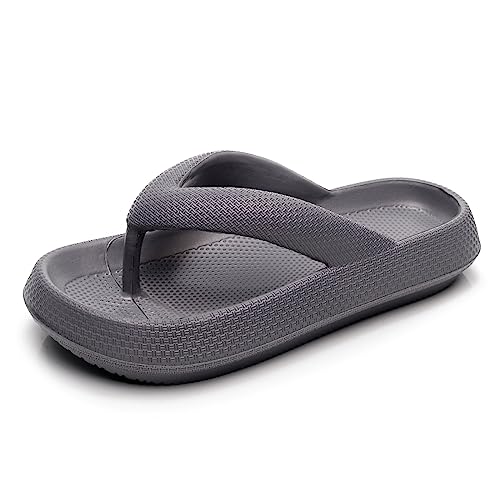 Heflashor Badeschuhe Herren Damen Cloudyzz Schlappen Wolke Hausschuhe Sommer Flip Flops rutschfeste Pantoletten Badelatschen,Grau,35/36 EU von Heflashor