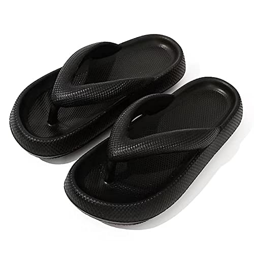 Heflashor Badeschuhe Herren Damen Cloudyzz Schlappen Wolke Hausschuhe Sommer Flip Flops rutschfeste Pantoletten Badelatschen,Schwarz,41/42 EU von Heflashor