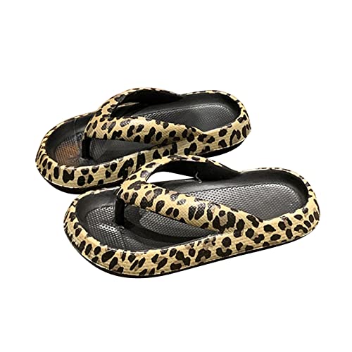 Heflashor Badeschuhe Herren Damen Cloudyzz Schlappen Wolke Hausschuhe Sommer Flip Flops rutschfeste Pantoletten Badelatschen,Schwarz Leopardenmuster,35/36 EU von Heflashor