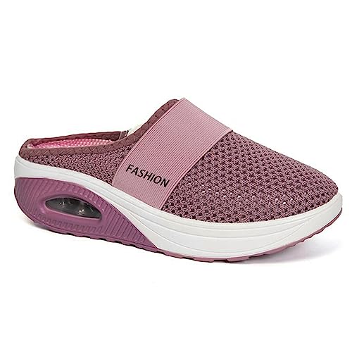 Heflashor Damen Clogs Hausschuhe Slip On Atmungsaktiv Mesh Pantoletten Sommer Leichte Slippers rutschfest Sandalen Freizeit Schuhe,Rosa,39 EU von Heflashor