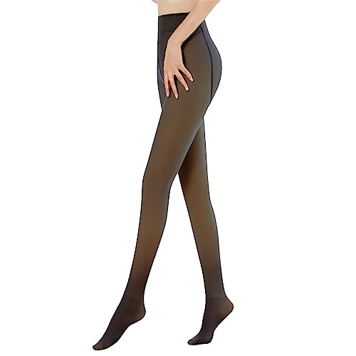 Heflashor Thermo Strumpfhosen Damen Winter Fleece Gefütterte Thermostrumpfhose Bauchweg Warm Leggings Gefälschte Durchscheinend Pantyhose,1PC Schwarz,S/M von Heflashor