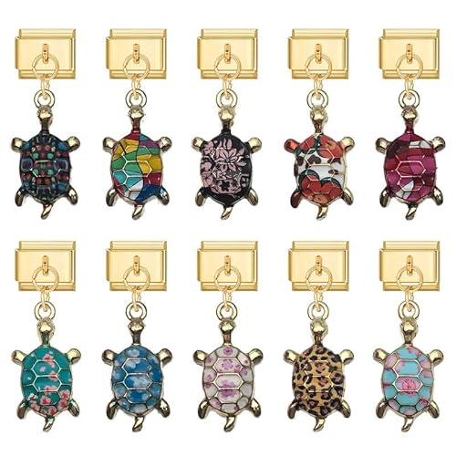 Heflashor Italian Charm Bracelet Gold Italian Charms mit Anhänger DIY Abnehmbar 9mm Edelstahl Module für Italienische Armbänder Geschenk für Frauen Mädchen von Heflashor