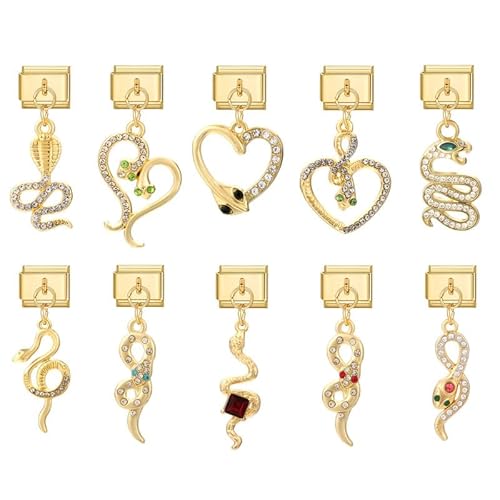 Heflashor Italian Charm Bracelet Gold Italian Charms mit Anhänger DIY Abnehmbar 9mm Edelstahl Module für Italienische Armbänder Geschenk für Frauen Mädchen von Heflashor