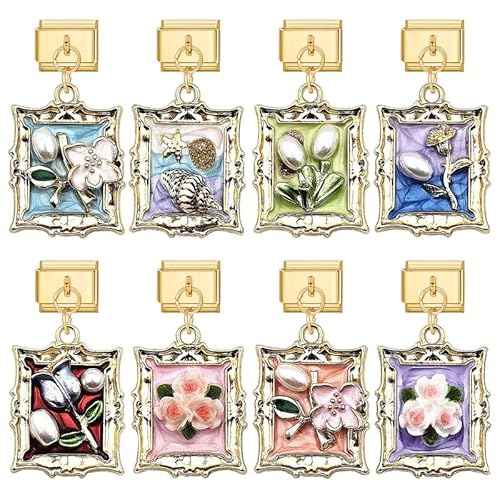 Heflashor Italian Charm Bracelet Gold Italian Charms mit Anhänger DIY Abnehmbar 9mm Edelstahl Module für Italienische Armbänder Geschenk für Frauen Mädchen von Heflashor