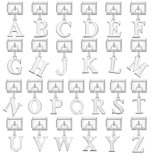 Heflashor Italian Charm Bracelet Gold Silber Buchstaben A-Z DIY Italian Style Charms 9mm Edelstahl Module Italienische Armbänder Geschenk für Frauen Mädchen von Heflashor