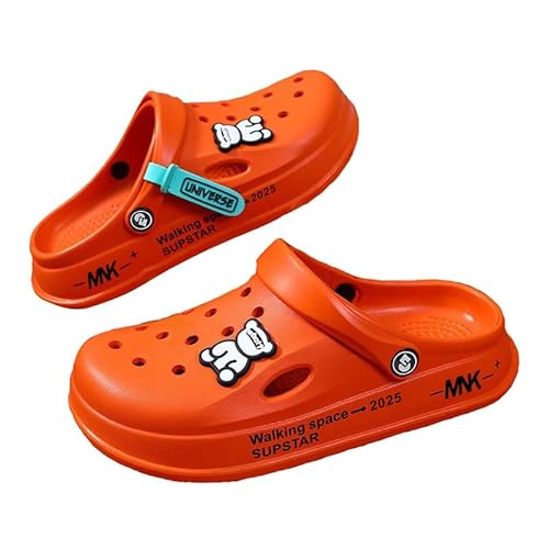 Heflashor Unisex Clogs Gartenclogs Damen Herren Weich Eva Gartenschuhe Hausschuhe Atmungsaktiv Badeschuhe rutschfest Strand Sandalen Gummischuhe(Orange，40/41 EU) von Heflashor