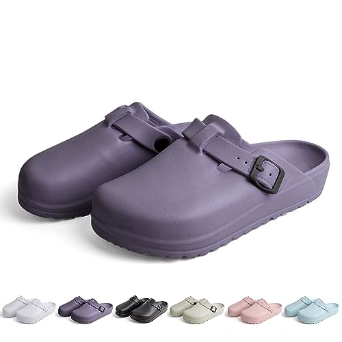 Heflashor Unisex Clogs Pantoletten Wolke Hausschuhe Weich Eva Gartenschuhe Sommer Gartenclogs Atmungsaktiv rutschfest Strand Sandalen,Lila,38 EU von Heflashor