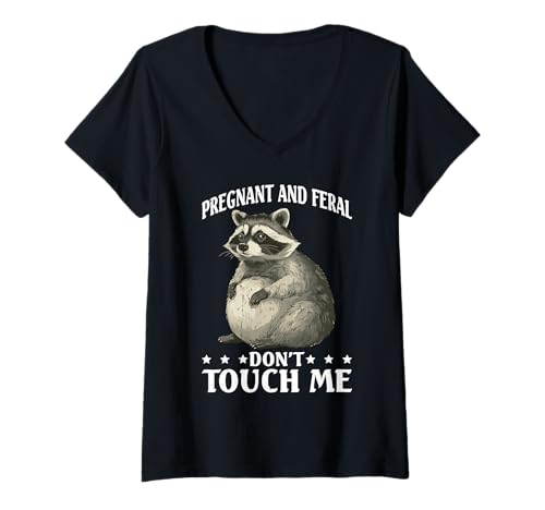 Damen Pregnant and Feral Don't Touch Me Mutterstimmung - T-Shirt mit V-Ausschnitt Damen Pregnant and Feral Don't Touch Me Mutterstimmung - T-Shirt mit V-Ausschnitt von Heftige Mutterschwangerschaft