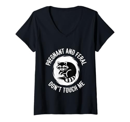 Damen Pregnant and Feral Don't Touch Me Mutterstimmung - T-Shirt mit V-Ausschnitt Damen Pregnant and Feral Don't Touch Me Mutterstimmung - T-Shirt mit V-Ausschnitt von Heftige Mutterschwangerschaft