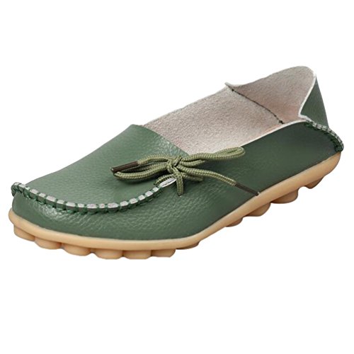 Heheja Damen Freizeit Flache Schuhe Low-top Mokassin Loafers Erbsenschuhe Armee Grün Asia 37 (23.5cm) von Heheja