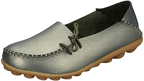 Heheja Damen Freizeit Flache Schuhe Low-top Mokassin Loafers Erbsenschuhe Grün Fluoreszierend Asia 38 (24cm) von Heheja