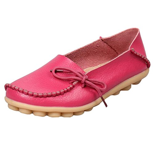 Heheja Damen Freizeit Flache Schuhe Low-top Mokassin Loafers Erbsenschuhe Pfirsich Asia 37 (23.5cm) von Heheja