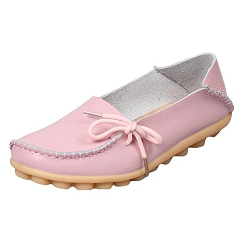 Heheja Damen Freizeit Flache Schuhe Low-top Mokassin Loafers Erbsenschuhe Pink Asia 43 (26.5cm) von Heheja