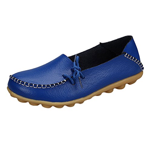 Heheja Damen Freizeit Flache Schuhe Low-top Mokassin Loafers Erbsenschuhe Saphir Asia 38 (24cm) von Heheja