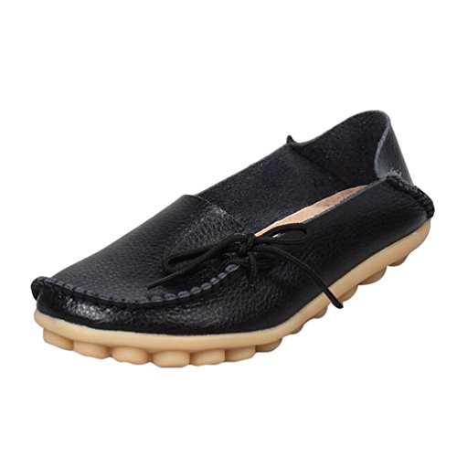 Heheja Damen Freizeit Flache Schuhe Low-top Mokassin Loafers Erbsenschuhe Schwarz Asia 37 (23.5cm) von Heheja