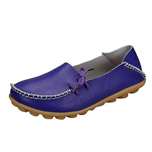 Heheja Damen Freizeit Flache Schuhe Low-top Mokassin Loafers Erbsenschuhe Violett Asia 38 (24cm) von Heheja