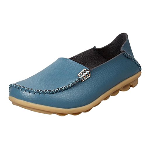 Heheja Damen Freizeit Flache Schuhe Low-top Mokassin Loafers Fahren Schuhe Hell Blau Asia 34 (22cm) von Heheja