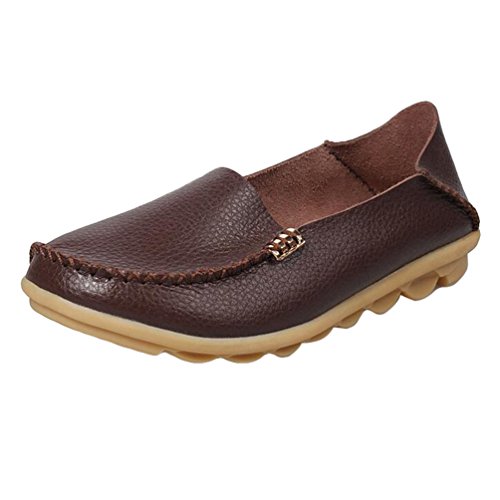 Heheja Damen Freizeit Flache Schuhe Low-top Mokassin Loafers Fahren Schuhe Kaffee Asia 38 (24cm) von Heheja