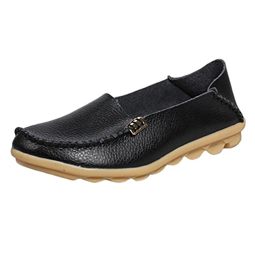 Heheja Damen Freizeit Flache Schuhe Low-top Mokassin Loafers Fahren Schuhe Schwarz Asia 38 (24cm) von Heheja