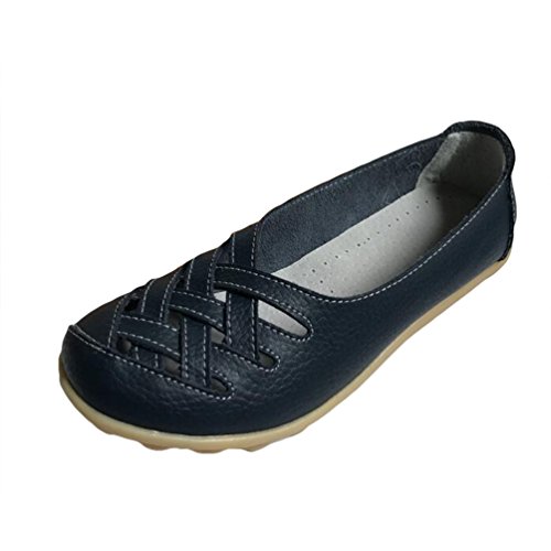 Heheja Damen Neu Hohl Mokassins Flach Loafer Freizeit Slipper Schuhe Dunkel Blau Asia 40 (25cm) von Heheja