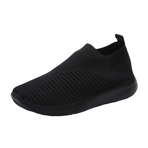 Heheja Damen Stricken Sneaker Sportschuhe Leichte Atmungsaktive Turnschuhe Slip-on Walking Schuhe Schwarz Asia 38(24cm) von Heheja