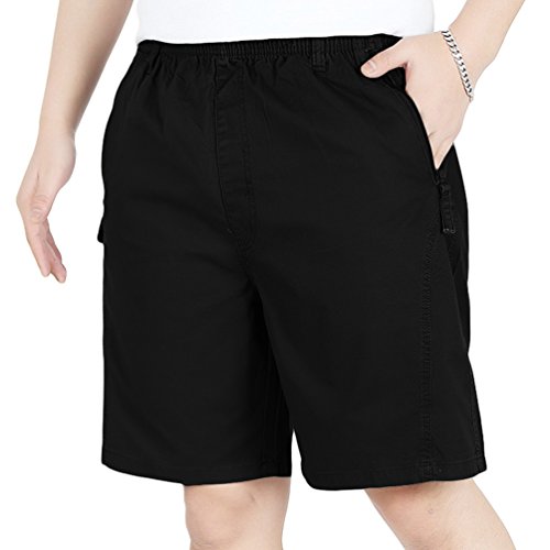 Heheja Herren Bermuda Cargo Shorts Männer Baumwolle Militär Vintage Knielang Kurze Hosen Schwarz 5XL von Heheja