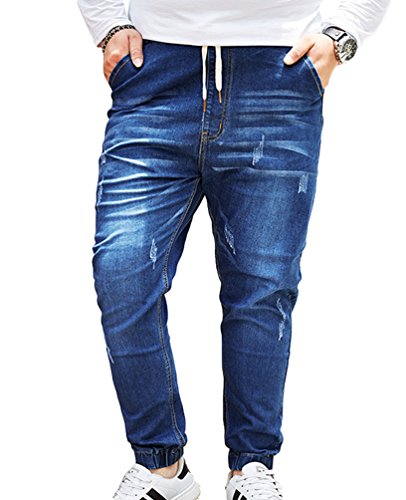 Heheja Herren Denim Hose Schlank Übergröße Jeans Stretch Jeanshosen Hell Blau 2XL von Heheja