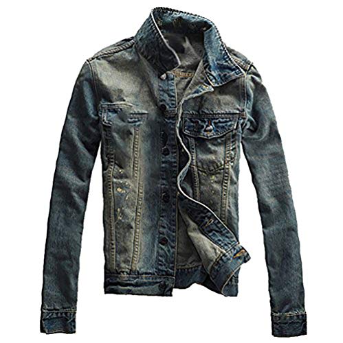 Heheja Herren Denim Mantel Freizeit Schlanke Jeansjacke Retro Jacke M von Heheja