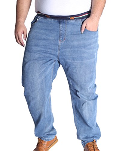 Heheja Herren Freizeit Denim Hose Schlank Übergröße Jeans Stretch Jeanshosen Hell Blau 2XL von Heheja